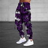 お買い得  スウェットパンツ-男性用 スウェットパンツ ジョガー ズボン ドローストリング サイドポケット 弾性ウエスト グラフィック 履き心地よい 高通気性 スポーツ・アウトドア カジュアル 日常 コットン混 テリー ストリートファッション デザイナー ルビーレッド ブルー マイクロエラスティック