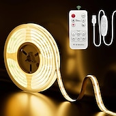 זול שלט רחוק-אורות usb cob led פס 5v 1-3m ניתנים לעמעום 300led / m cri85 עם שלט רחוק rf תאורת טלוויזיה אחורית מנורת סרט גמיש מתחת לארון לתאורת עשה זאת בעצמך בחדרי שינה מטבחים ובתים
