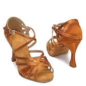 economico Scarpe per balli latini-eleganti scarpe da ballo da sala in raso per donna – punta aperta, suola in morbida pelle scamosciata, design con cinturino con cinturino regolabile alla caviglia – perfette per balli latini, matrimoni ed eventi sociali