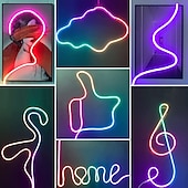abordables Contrôle WiFi et musique-3 m/5 m rgbic bandes lumineuses néon avec wifi néon corde lumière bricolage barre lumineuse app contrôle musique synchronisation tv rétro-éclairage jeu salon chambre décoration