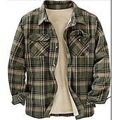 economico camicie di flanella-Per uomo Plaid Camicia di flanella Sopracamicia Manica Lunga Camicia Collo ripiegato Streetwear Quotidiano Stampa Giallo Chiaro Vinaccia Rosso+Grigio+Nero Nero + grigio scuro + blu navy Blu Bottonato