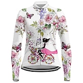 preiswerte Radtrikot Damen-Damen Radtrikot Hund Lustig Langarm Fahhrad Trikot Oberteil mit 3 Gesäßtaschen Mountainbike MTB Straßenradsport Schnelltrocknend Reflektierende Streifen Rückentasche Feuchtigkeitsableitend Sport Wei