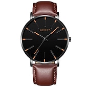 economico Orologi al quarzo-Orologio al quarzo di Ginevra per uomini orologio minimalista ultra sottile in acciaio inossidabile orologio elegante da uomo orologio al quarzo business casual