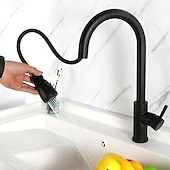 economico Rubinetti per lavello-miscelatore lavello da cucina con doccetta estraibile, rubinetto a scomparsa monocomando girevole a 360° rubinetti da cucina montati sul ponte in acciaio inox 304 nichelato spazzolato