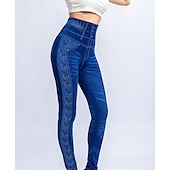 tanie -Damskie Wysoka talia Kwiatowy Moda Wygodne Wyszczuplenie brzucha Podnoszenie pośladków Wysoka elastyczność Obuwie sportowe Athleisure Czarny Niebieski Lato Wiosna Jesień Rurki
