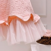 baratos Vestidos de Festa-vestido de menina para crianças de cor sólida um vestido de linha férias diárias rosa acima do joelho manga curta princesa vestidos bonitos primavera verão ajuste regular 3-10 anos