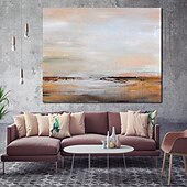 voordelige Schilderijen van landschappen-handgemaakte olieverf canvas muur kunst decoratieve abstracte mes schilderij landschap geel voor home decor gerold frameloze niet-uitgerekt schilderij