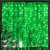 お買い得  プラグイン式電源-屋外クリスマスウィンドウライト 3x3m-300led プラグイン 8 モードカーテンライト 9 色リモートコントロールウィンドウ壁掛けライト クリスマスの装飾のための暖かい白 rgb 寝室の結婚式のパーティーガーデン屋内