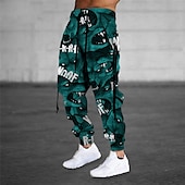 お買い得  スウェットパンツ-男性用 スウェットパンツ ジョガー ズボン ドローストリング サイドポケット 弾性ウエスト グラフィック 履き心地よい 高通気性 スポーツ・アウトドア カジュアル 日常 コットン混 テリー ストリートファッション デザイナー ルビーレッド ブルー マイクロエラスティック