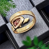 halpa Kvartsikellot-MISSFOX naisten kellot käärmesimuodossa ylellinen rannekello Valentine's Day -lahja naisille teräksinen ainutlaatuinen kulta kvartsinaisten kello