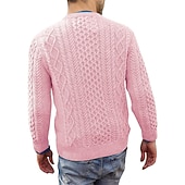 abordables suéter de los hombres-Hombre Pulóveres Suéter de punto Vestido Suéter Estriado Cable Tejer Recortado De Punto Cuello Barco Noche Fin de semana Ropa Otoño Invierno Negro Rosa M L XL