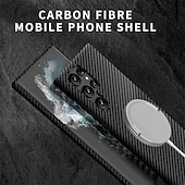 Недорогие Чехлы для Samsung-Чехол для телефона Samsung Galaxy S23 S22 S21 Plus Ultra с Magsafe магнитный пылезащитный защита от падений с угловыми/волнообразными линиями углеродное волокно