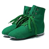 abordables Zapatos de jazz-Zapatos de baile de suela blanda para mujeres y niños, botines de lona con cordones, ligeros y flexibles para jazz, ballet y espectáculos.