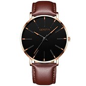 economico Orologi al quarzo-Orologio al quarzo di Ginevra per uomini orologio minimalista ultra sottile in acciaio inossidabile orologio elegante da uomo orologio al quarzo business casual