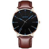 economico Orologi al quarzo-Orologio al quarzo di Ginevra per uomini orologio minimalista ultra sottile in acciaio inossidabile orologio elegante da uomo orologio al quarzo business casual