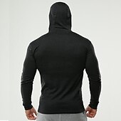 cheap Men&#039;s Tracksuit &amp; Hoodie-Men&#039;s Workout Shirt Running Shirt Long Sleeve Top Spring Hooded Spandex Breathable Quick Dry Soft Gym Workout Running Sportswear Activewear Solid Colored Black White Dark Navy