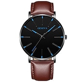 economico Orologi al quarzo-Orologio al quarzo di Ginevra per uomini orologio minimalista ultra sottile in acciaio inossidabile orologio elegante da uomo orologio al quarzo business casual