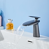 economico Classici-Rubinetto per lavabo da bagno, rubinetti per vasca da bagno in stile moderno monoforo a cascata in ottone con acqua calda e fredda