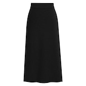 abordables Jupes unies-Femme Jupe Crochet Jupes de travail Mode basique Décontractées Midi Jupes Couleur Pleine Fendu Tricot Bureau / Carrière Plein Air caramel Noir Vin Kaki Automne Laineux
