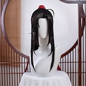 economico Parrucche Anime-parrucca cosplay mo dao zu shi solo maestro della coltivazione demoniaca lan wangji wei wuxian parrucche sintetiche lunghe nere di halloween
