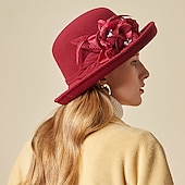 economico Cappelli per feste-cappelli piuma artificiale misto poliestere / cotone bombetta / cappello a cloche cappello a secchiello cappello fedora kentucky derby cocktail royal astcot matrimonio autunnale elegante con