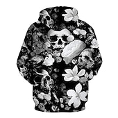 economico Felpe con cappuccio-Halloween Scheletro Teschio Fantasma Morte Felpa con cappuccio Cartone animato Manga Manga 3D Tasca frontale Grafica Per Da coppia Per uomo Per donna Per adulto Halloween Carnevale Mascherata Stampa