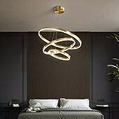ieftine Design inel și rotund-led pandantiv inel design cerc 3 inele 40/60/80cm candelabre moderne acrilice reglabile 3000k stil modern contemporan bucatarie sufragerie casa bar lumina 110-240v alb cald