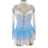 abordables Robes de Patinage Artistique-Robe de Patinage Artistique Femme Fille Patinage Robes Blanche Rose Rouge Trou de pouce Spandex Haute élasticité Entraînement Compétition Tenue de Patinage Cristal / Stras manche longue Patinage sur