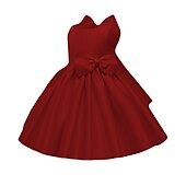billige Blomsterpikekjoler-A-Line Knelengde Blomsterjente Kjole Bryllupsfest Jenter Søt Promkjole Sateng med Sløyfe(r) Elegant Passform 3-16 år å imponere