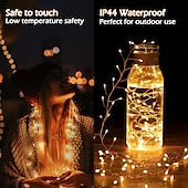 preiswerte Batterie-Lichterketten-elegante Lichterkette mit 5 m 200 LEDs und Feuerwerkskörpern für Hochzeitsfeiern, 2 m 100 LEDs in Kupfer, wasserdichte Lichterkette mit Sternenhimmel für Schlafzimmer, Kranzdeko
