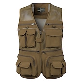 billige Vester-fiskevest for menn turvest sommer utendørs lett jobb safari reise fotovest med 16 lommer pustende hurtigtørkende mesh polyester orkide svart lys grønn jakt