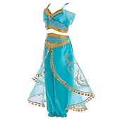  Prinzessin Jasmin Kostüm für Mädchen, Märchen-Thema, Aufführung, Cosplay, Mottoparty, Pailletten, Polyester / Oberteil / Hose
