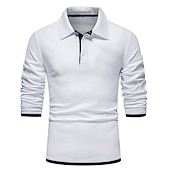cheap Men&#039;s Classic Polo-Men&#039;s Polo Shirt Golf Shirt Casual Daily Classic Collar Button Down Collar Long Sleeve Casual Color Block Button Front Spring &amp; Summer Regular Fit Black White Navy Blue Light Grey Polo Shirt