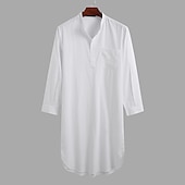 billiga Morgonrockar-Herr Pyjamas Vardagsklädsel Nattlinne Sovkläder 1 st Ren färg Mode Komfort Mjukt Hem Säng Polyester Andningsfunktion Rund hals Långärmad Grundläggande Höst Vår Blå Grå