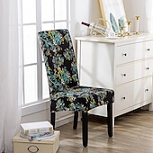 abordables Couverture de chaise de salle à manger-Housse de chaise de salle à manger géométrique 1 pièce, housse de siège extensible, housse de protection de chaise pour salle à manger, mariage, décoration de Noël