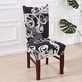 abordables Couverture de chaise de salle à manger-Housse de chaise de salle à manger géométrique 1 pièce, housse de siège extensible, housse de protection de chaise pour salle à manger, mariage, décoration de Noël