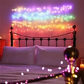 preiswerte Batterie-Lichterketten-elegante Lichterkette mit 5 m 200 LEDs und Feuerwerkskörpern für Hochzeitsfeiern, 2 m 100 LEDs in Kupfer, wasserdichte Lichterkette mit Sternenhimmel für Schlafzimmer, Kranzdeko