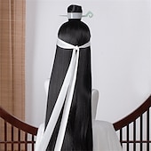 economico Parrucche Anime-parrucca cosplay mo dao zu shi solo maestro della coltivazione demoniaca lan wangji wei wuxian parrucche sintetiche lunghe nere di halloween