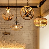 cheap Pendant Lights-25cm Single Design Island Design Pendant Light Hemp Rope Painted Finishes Modern Nordic Style 220-240V