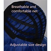 cheap Party Wigs-Kids Girls Topcosplay Blue Wig Long Wavy Carnival Costume Cosplay Wig with Black Roots for Dress Up Party