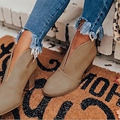 cheap Ankle Boots-Women&#039;s Black Ankle Boots – Trendy V-Cut Slip-On Booties with Chunky Block Heels for Casual &amp; Fall Outfits
