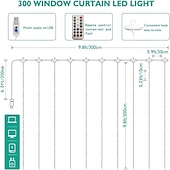 cheap USB String Lights-LED  Curtain String Lights 3x3M-300 LED 8 Modes USB with Remote 9 Colors for Home Room Bedroom Wedding Party Christmas Window Wall DecorationsRoom Decor