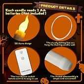 baratos Luzes de velas-12 peças velas flutuantes de natal com controle remoto led velas sem chama penduradas castiçais sem chama velas de led com ganchos cintilantes operados por bateria para halloween igreja natal natal