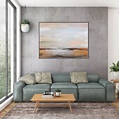 voordelige Schilderijen van landschappen-handgemaakte olieverf canvas muur kunst decoratieve abstracte mes schilderij landschap geel voor home decor gerold frameloze niet-uitgerekt schilderij