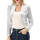 billige bryllup gjesteomslag-Kvinne Wrap Bolero Kåper  Jakker Funkler  Skinner Lange Ermer Paljetterte Bryllup Gjest Wraps Med Glitter Bryllup Alle Årstider Kjole Å Imponere