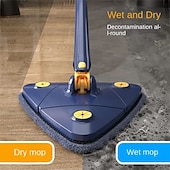 זול מברשת שירותים-מגב ניקוי מתכוונן 360 מעלות - סמרטוט יד חיקוי יבש יבש, מגב משולש להארכה 360° מסתובב מתכוונן מגב ניקוי 130 ס&quot;מ