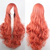 economico Parrucche da festa-parrucca cos parrucca 80 cm capelli ricci lunghi capelli ricci multicolori in seta ad alta temperatura parrucche anime di halloween