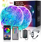 abordables Contrôle WiFi et musique-5 m led bandes lumineuses bluetooth app rgb smd 2835 ip20 luces flexible lampe ruban diode dc12v décoration de fête à la maison