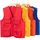 cheap Vests-Men&#039;s Women&#039;s Fishing Vest Hiking Vest Sleeveless Jacket Coat Top Outdoor Multi-Pockets Breathable Quick Dry Lightweight Winter Summer Polyester Yellow Orange Red Camping / Hiking Fishing
