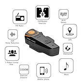 voordelige Motorhelm headsets-Motorhelm bluetooth headset full duplex intercom speaker fm radio motor communicatie systeem handsfree waterdichte hoofdtelefoon 1000m